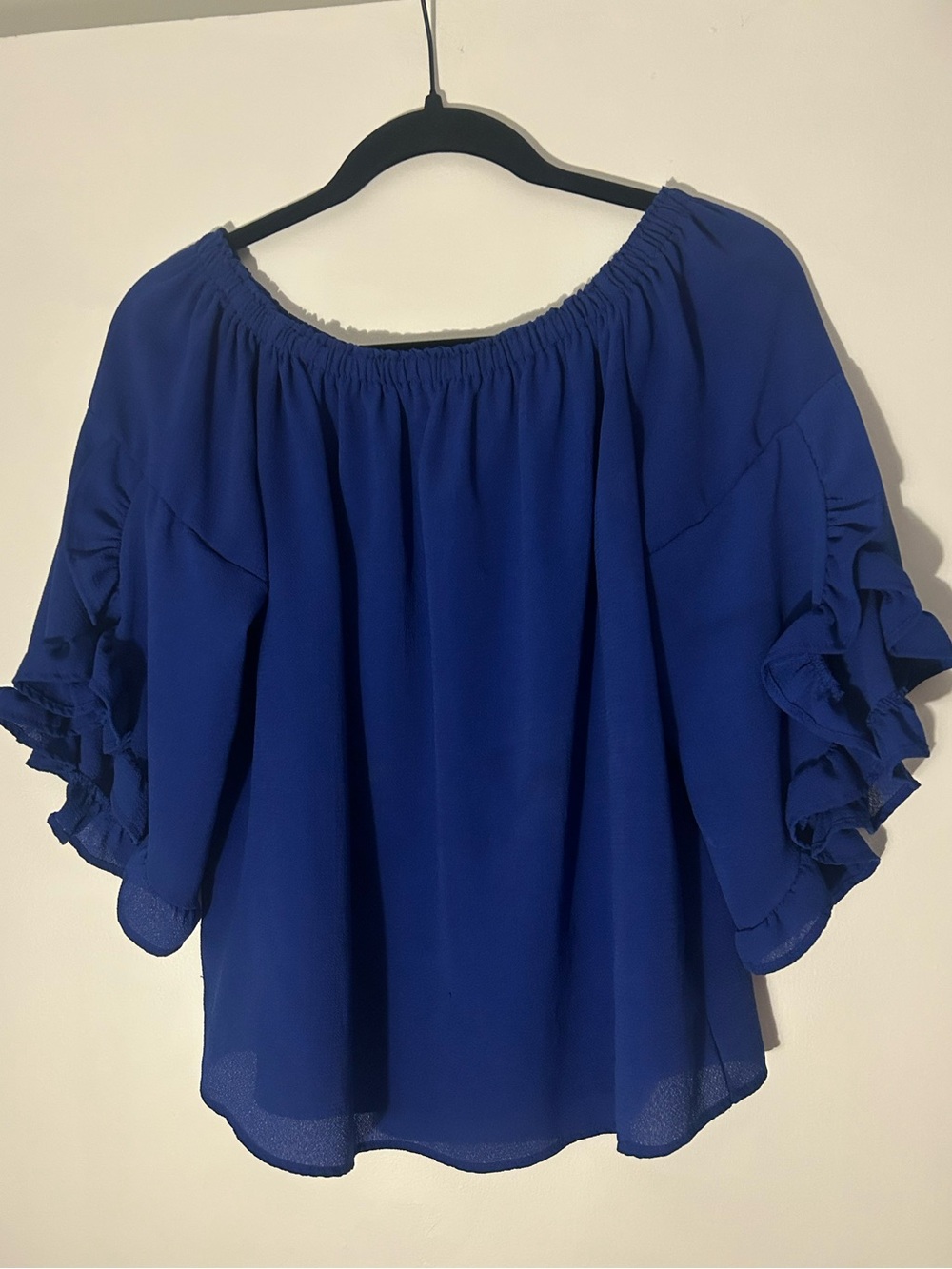 Summer 10 Women’s Off-Shoulder Ruffle Sleeve Top - Royal Blue